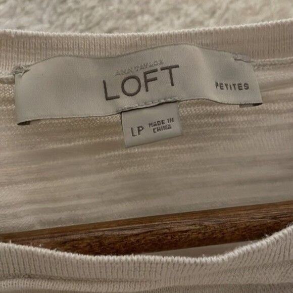 Loft Shirt Women's Size Petite Large Pullover Off White Space Dye High Low Hem - Picture 4 of 5